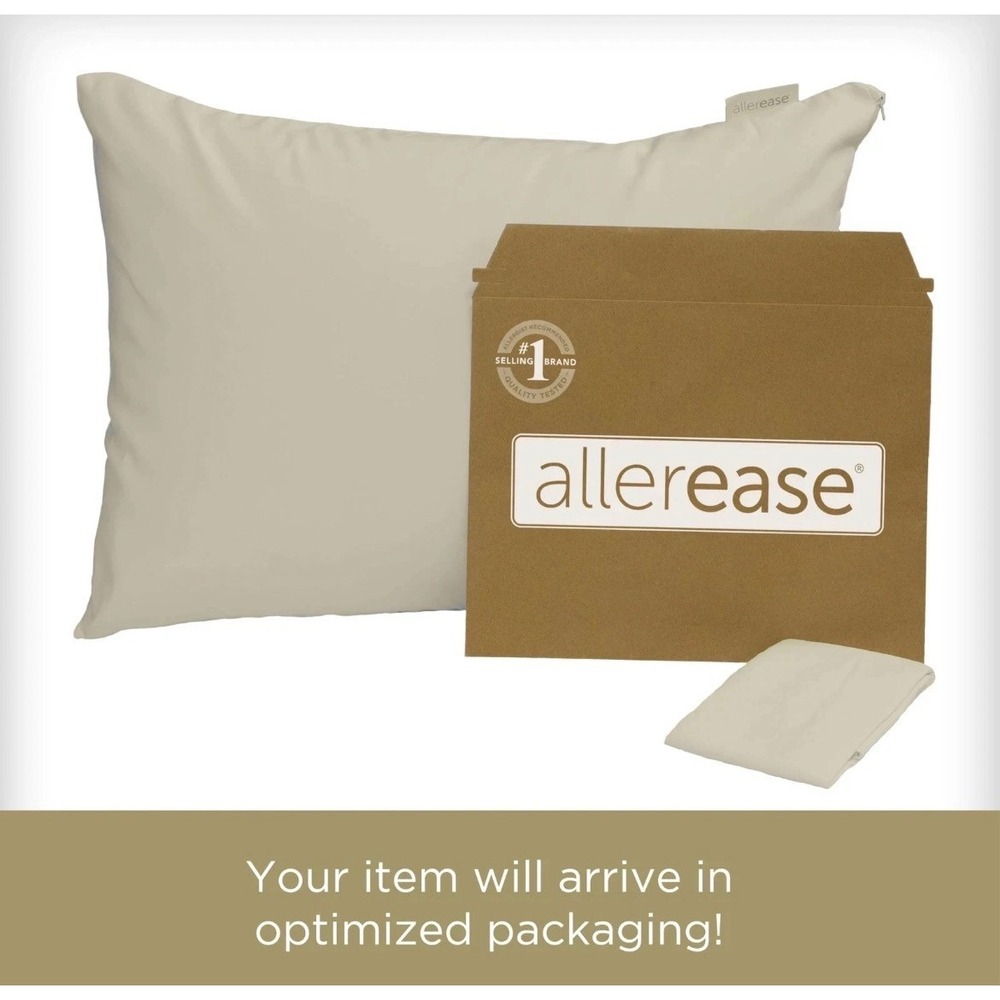 Allerease Pillow Protector Unisex S White NEW Organic Cotton Allergy Defense - Picture 5 of 9